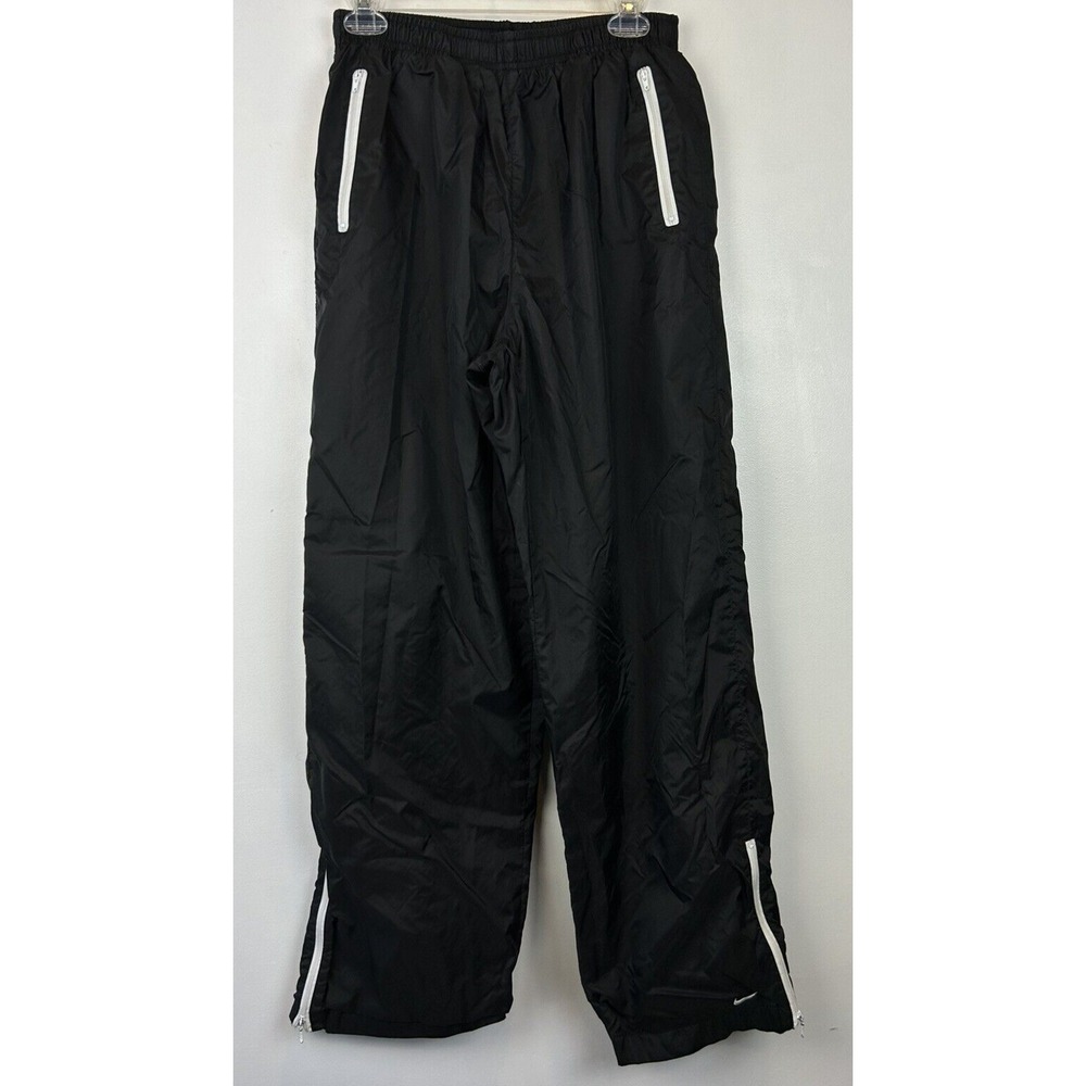 Vtg Nike Pants Womens 12-14 Black Track Sweatpants Lined Lightweight Y2K